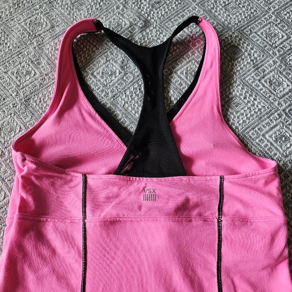 VSX Victoria Secret Racerback Tank Pink and Black W/ Built-in Sports Bra - Small - Picture 8 of 16